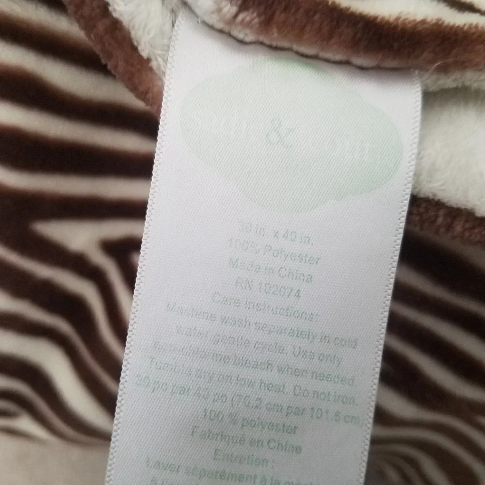 Sadie & Scout Tiger Animal Print Fleece Baby Blanket Lovey Soft 30